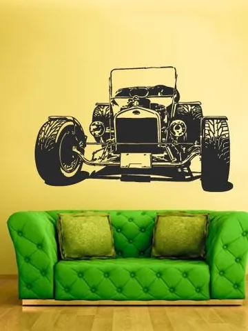 Hot Rod Wall Decal – Vintage Car Vinyl Sticker Garage Man Cave, Car Show Booth, Teen Room, Removable Muscle Car Art for Gifts & Events z2290 $23.99