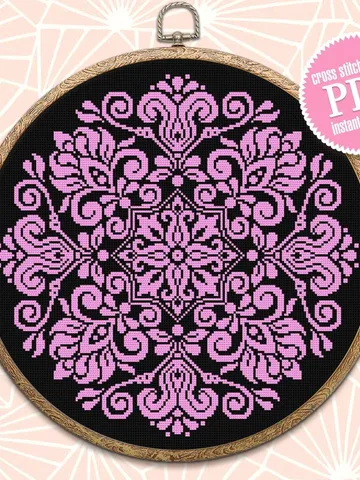 Flower mandala cross stitch pattern PDF download Floral ornament cross stitch chart, Mandala pattern digital PDF, Mandala embroidery #M110 $4.60