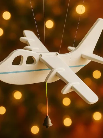 Wooden Airplane Mobile – Handmade Plane Decor for Kids Room, Flying Toy, Christmas Gift, Eco Xmas Present, Holiday Nursery Mobile