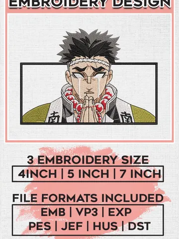 Kimetsu No Yaiba Rectangle Embroidery Files, Demon Slayer Embroidery Designs, 3 sizes, Anime Machine Embroidery Design Files, Instant Download EMB_ANIME_279 $6.99