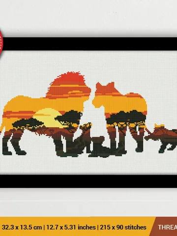 Lions silhouette Cross stitch pattern | Embroidery Pattern | Instant Download | Embroidery Designs $6.40