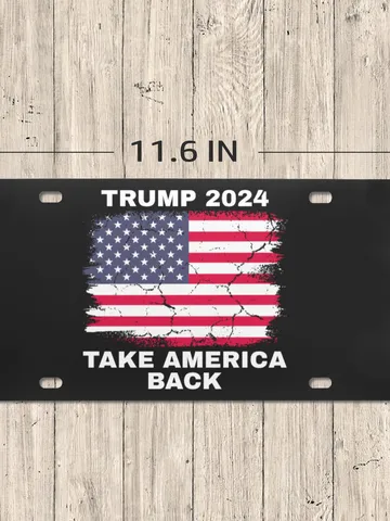 Trump 2024 Take America Back American Flag Patriotic License Plate $24.97