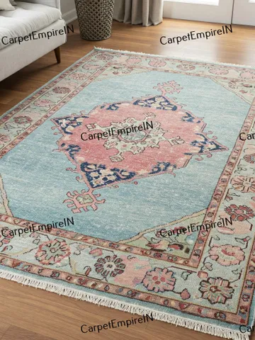 9x12 Blue Modern Oushak Hand Knotted Rug 4x6, 5x8, 6x9, 8x10, 9x12, 10x14 ft Handmade Rugs for Living Room - Antique Contemporary rug. $567.80