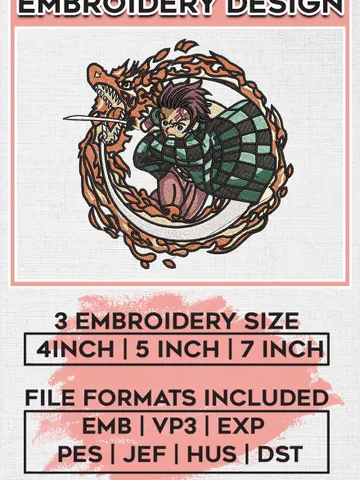 Kamado Tanjiro Embroidery Designs/ Tanjiro Embroidery Files/ Demon Slayer Machine Embroidery Pattern EMB_ANIME_283 $6.99