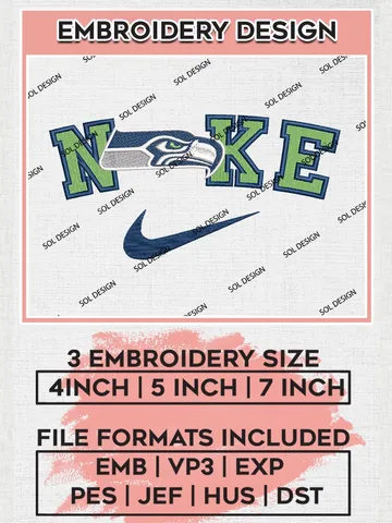 Nike Seattle Seahawks Embroidery Designs, NFL Seahawks Embroidery Designs, NFL Embroidery Designs, NFL Seattle Seahawks Machine Embroidery Design, Digital Download $6.99