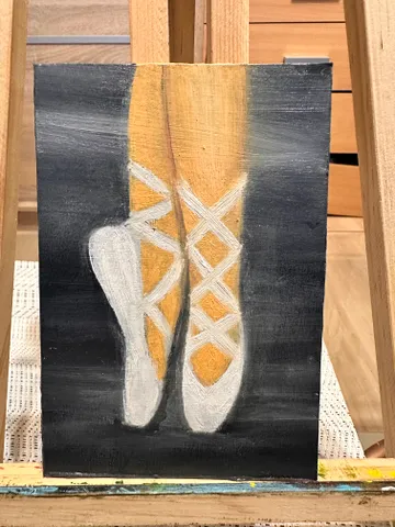 Oil Painting Women's Feet in Pointe Shoes Ballet Figurative Dance Art 15x10 cm 6x4 inches Cardboard Wall Decor Miniature Gift $45.00