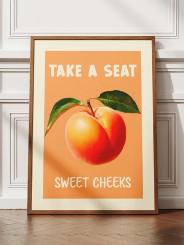 Nice Bum Poster Funny Bathroom Wall Art Take a Seat Printable Retro Toilet Art Cheeky Peach Poster Digital Download Toilet Humor Print $2.46