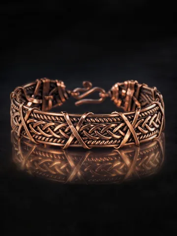 Woven copper wire bracelet Antique style handcrafted copper jewelry Unique gift