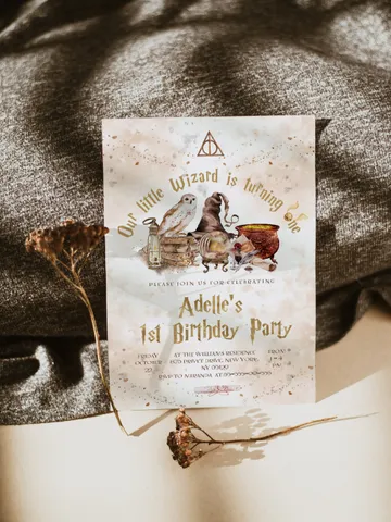 The Chosen One Invitation; Wizard Birthday Party; Magic School 1st Birthday Invitation Template; Editable Wizarding World Invitation; W7 $12.78