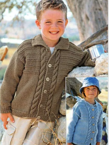 Childs Cardigan, Hooded jacket pattern, children Boys Girls aran cardigan knitting pdf pattern 3 months-8 years $6.68