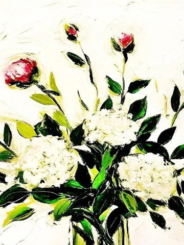 Hydrangea Painting Peony Flower Original Art Blue Peonies Impasto Oil Painting Small Wall Art Gift by ArtProkopaloSv $200.00