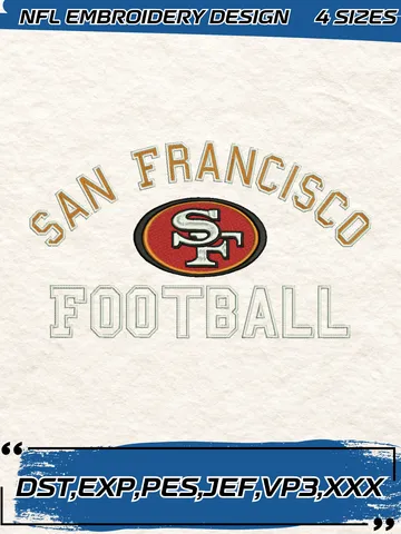 San Francisco 49ers Embroidery Designs, Football Team NFL Machine Embroidery Digitized Pes Files, 4 Sizes, Digital Download $4.99