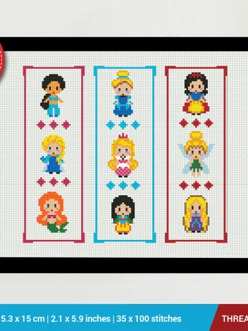 Princesses 3 Bookmarks Set Cross stitch pattern | Embroidery Pattern | Instant Download | Embroidery Designs $5.94