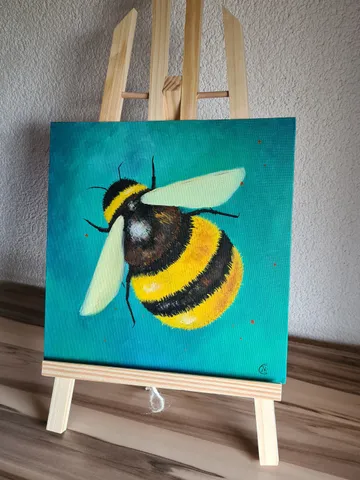 Original Oil Painting “Bumblebee” 25x25 cm,Original Artwork nature $90.00