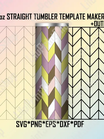 Tangram tumbler Template for 20oz Makerflo straight Skinny tumbler SVG + outline cut file Digital Instant download $2.36