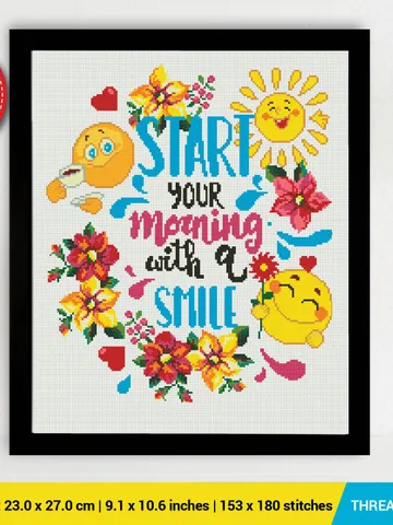 Start your morning with a smile Quote Cross stitch pattern | Embroidery Pattern | Instant Download | Embroidery Designs $5.94
