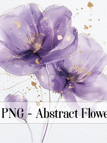 10 Abstract Flowers PNG Bundle, Purple Flowers Printable Watercolor clipart for sublimation, Digital download, Paper craft, junk journals $2.64