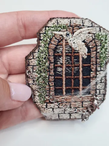 Machine embroidery design for art therapy: Brooch " Window of the old castle" $9.24