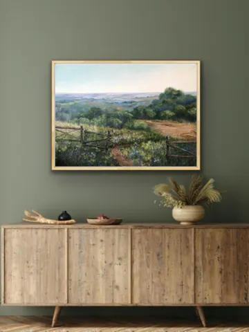 Original Landscape Meadow Oil Painting Field Wall Art Summer Landscape $375.00