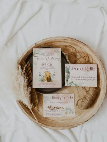 Classic Winnie Pooh Baby Shower Invitation Set; Girl Baby Shower Template; Gentle Rose Baby Shower Invite; Honey Bear Invite; Winnie Templat $22.95