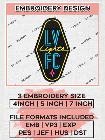 USLC Las Vegas Lights Logo Embroidery Designs, USLC Las Vegas Lights Embroidery Design, USLC Embroidery Design Files, USLC Logo, 3 sizes, Machine embroidery Files, Digital Download $6.99