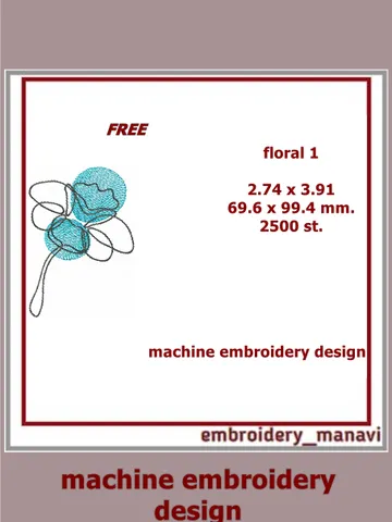 Machine embroidery design Floral Free $0.00