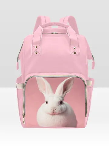 White Rabbit on Pink Diaper Bag Backpack $83.00