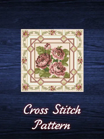 Antique Cross Stitch Pattern Cushion Victorian Roses Digital Download PDF $9.50