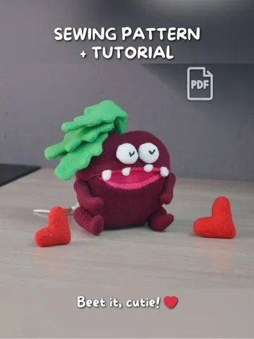 PDF plush sewing pattern – Fleece Beet Softie Toy DIY Guide $11.00