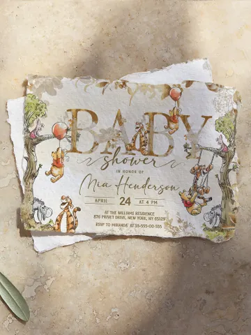 Classic Winnie Pooh Baby Shower Invitation; Neutral Baby Shower Template; Wizard Baby Shower Invite; Honey Bear Invite; Winnie Pooh poom77 $11.62