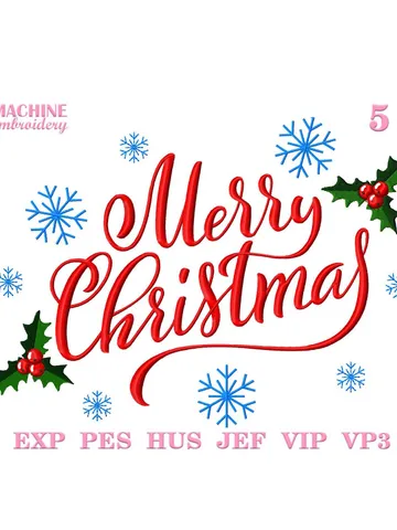 Merry Christmas embroidery design Machine embroidery pattern 5 size, Embroidery files christmas download, Snowflake embroidery digital #R36 $3.85