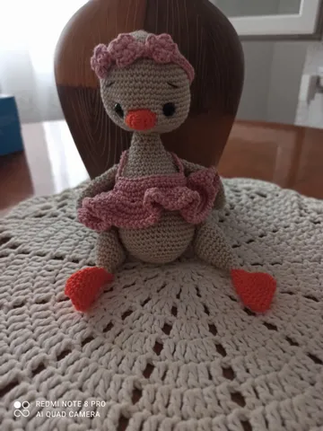 Crocheted Amelia duck doll $45.00