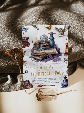 The Chosen One Invitation; Wizard Birthday Party; Magic School 1st Birthday Invitation Template; Editable Wizarding World Invitation; $12.78