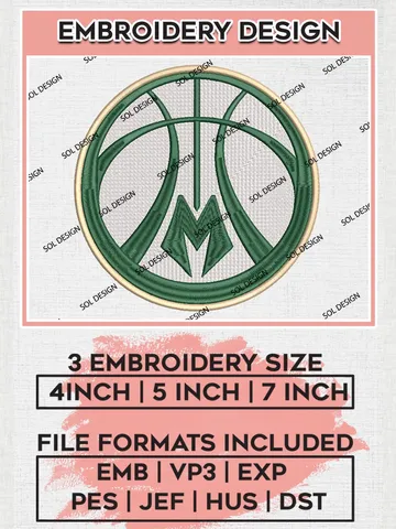 NBA Milwaukee Bucks Embroidery Files, NBA Machine Embroidery Designs, NBA Embroidery Design, NBA Bucks Embroidery Designs, Machine Embroidery Designs, Digital Download $6.99