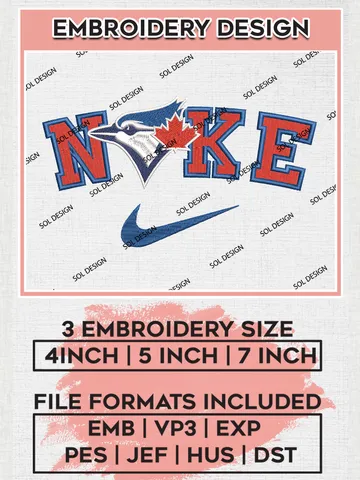 Nik.e Toronto Blue Jays Team Logo Embroidery Design, MLB Team Embroidery files, Toronto Blue Jays Baseball Team, MLB Jays Team, Digital Download $6.99