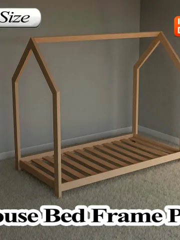 House Bed Frame Plan, Twin Size, DIY, PDF $14.95