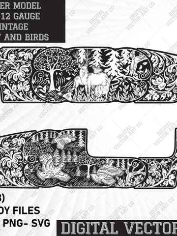 Winchester Model 12 Trap-12 Gauge. Nice! Vintage, Deer Family And Birds.engraving patterns,svg patterns, svg Winchester,vector svg,engraving $60.00