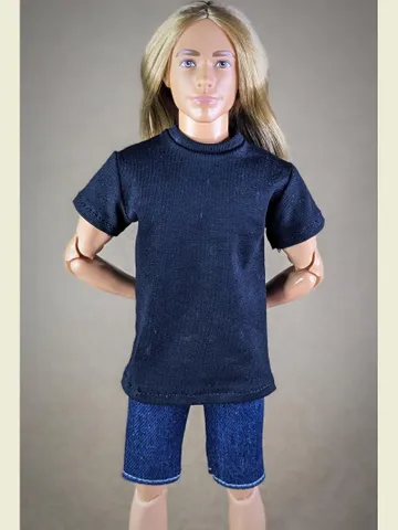 Black T-shirt for 12-inch fashion male dolls $19.00