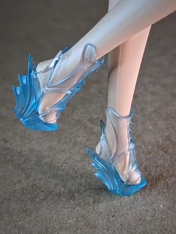 Blue transparent wedge sandals for 1/6 scale female dolls $12.00