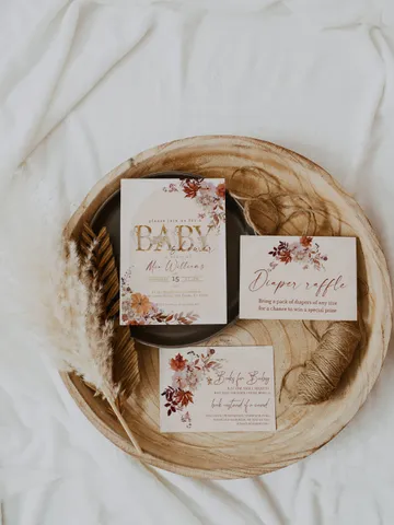 Rustic Autumn Baby Shower Invitation Suite; Boho Flowers Baby shower; Little Pumpkin baby shower kit; pumpkin baby shower editable template; $15.97