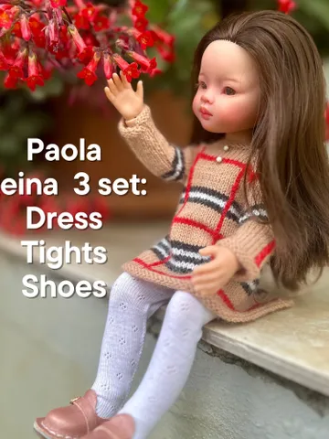 Paola Reina Doll 3 ITEMS Set: Exclusive Handmade Outfit - Dress, Tights, Shoes $68.54