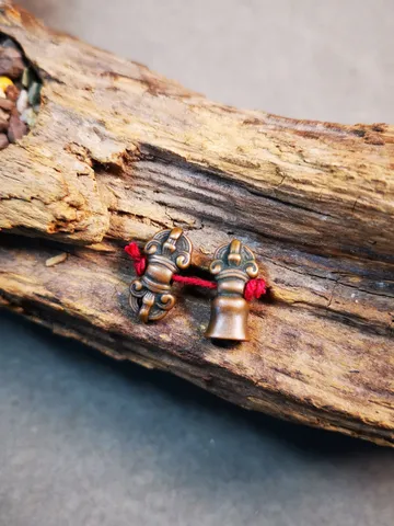 Gandhanra Handmade Tibetan Amulet Pendant,Mini Vajra and Dorje Bell, Mala Marker Bead Accessories, Made of Red Copper $12.99