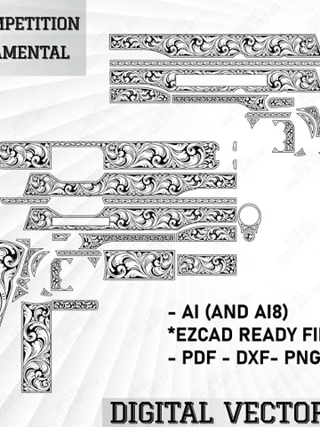 Vector Design Colt 1911 Competition Scroll Ornamental Art