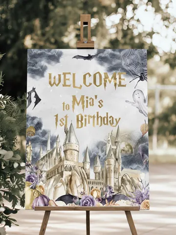 The Chosen One Birthday Party; Welcome Banner Wizard Birthday Party; Magic School 1st Birthday; Editable Wizarding World Welcome Banner; a1 $11.62