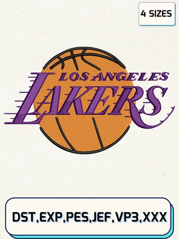 Los Angeles Lakers Logos Embroidery Design Files,NBA Logos Embroidery Designs,Machine Embroidery Files,4 Sizes $4.99