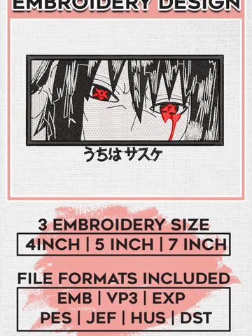 Uchiha Sasuke Embroidery designs Files/Sasuke Logo Embroidery Designs/ Naruto Machine Embroidery Pattern EMB_ANIME_256 $6.99
