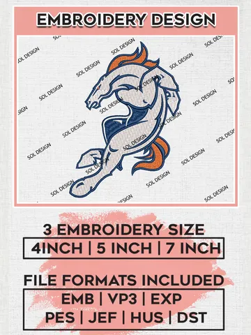 NFL Denver Broncos Logo Embroidery Designs, NFL Broncos Embroidery Designs, NFL Embroidery Designs, NFL Denver Broncos Machine Embroidery Design, Digital Download $6.99