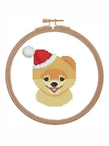 Christmas pomeranian cross stitch pattern dog easy Small Christmas dog ornament cross stitch in Santa hat Counted xstitch chart Xmas card $4.42