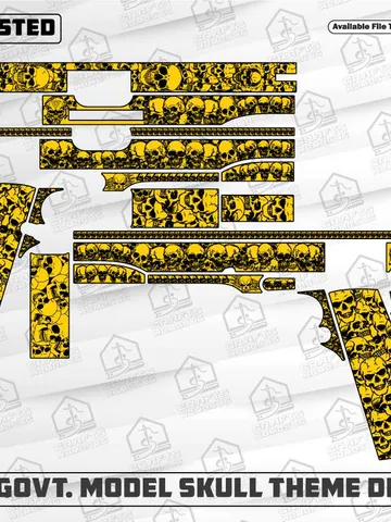 Colt1911 Govt. Model Skull Theme Design Svg : Laser Cut/Engrave Files $69.99