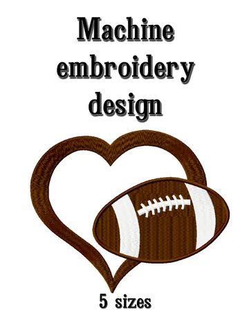 Football embroidery design. Rugby ball and heart embroidery. Embroidery designs trendy. Instant download. $2.75